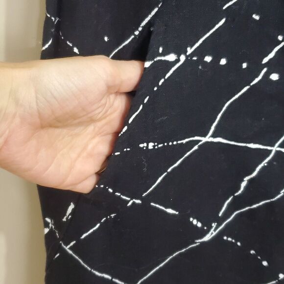 Snapdragon & Twig Linen Tunic Dress Size Medium Black Abstract Painted Artsy - Picture 4 of 11